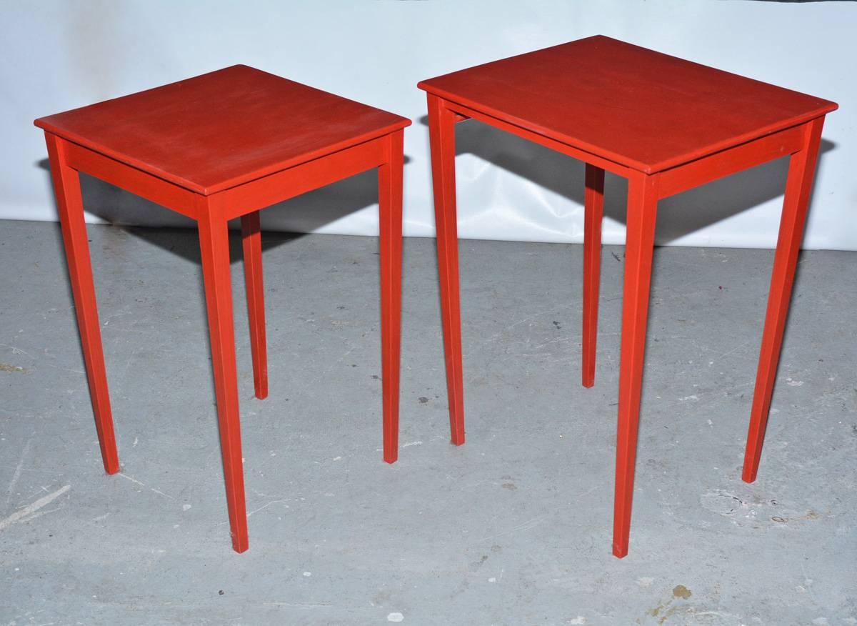 Vintage Four-Piece Red Lacquer Nesting Tables In Good Condition In Sheffield, MA