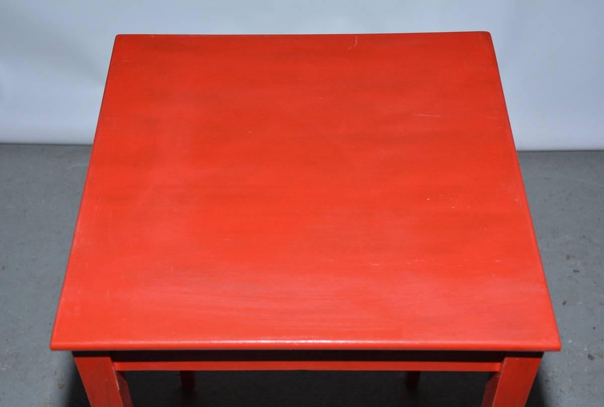 20th Century Vintage Four-Piece Red Lacquer Nesting Tables