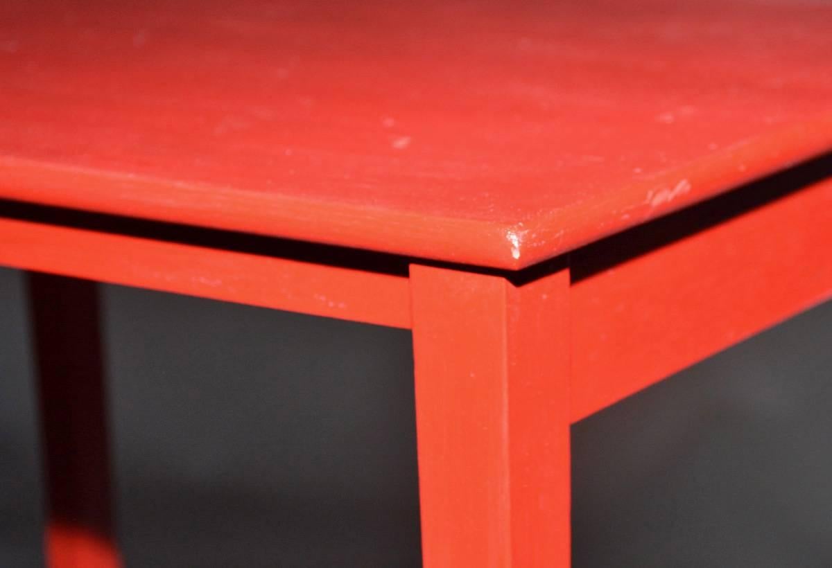 Wood Vintage Four-Piece Red Lacquer Nesting Tables