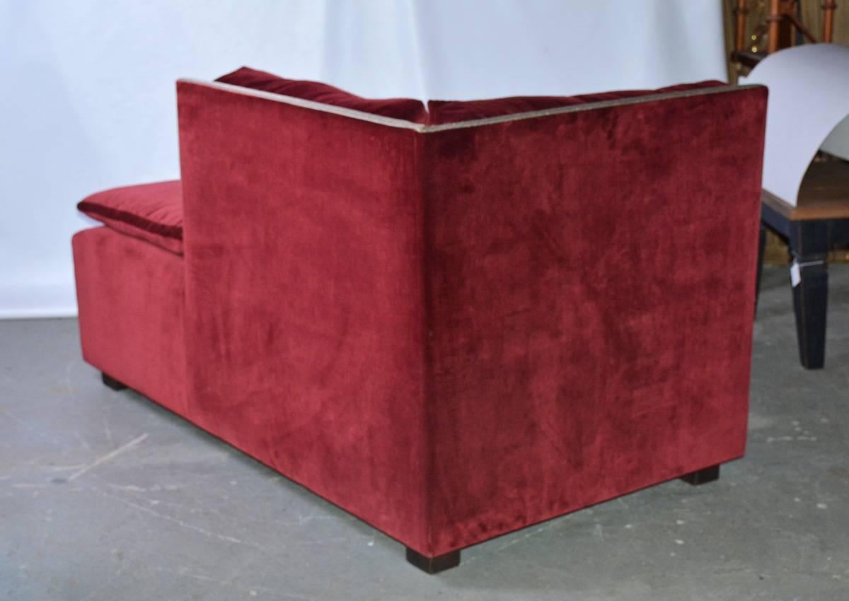 Modern Contemporary Velvet-Covered Chaise Longue For Sale