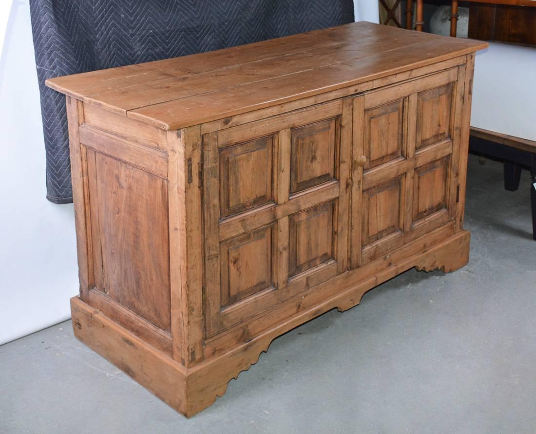 Large antique welsh buffet server or sideboard with two four-panelled doors.