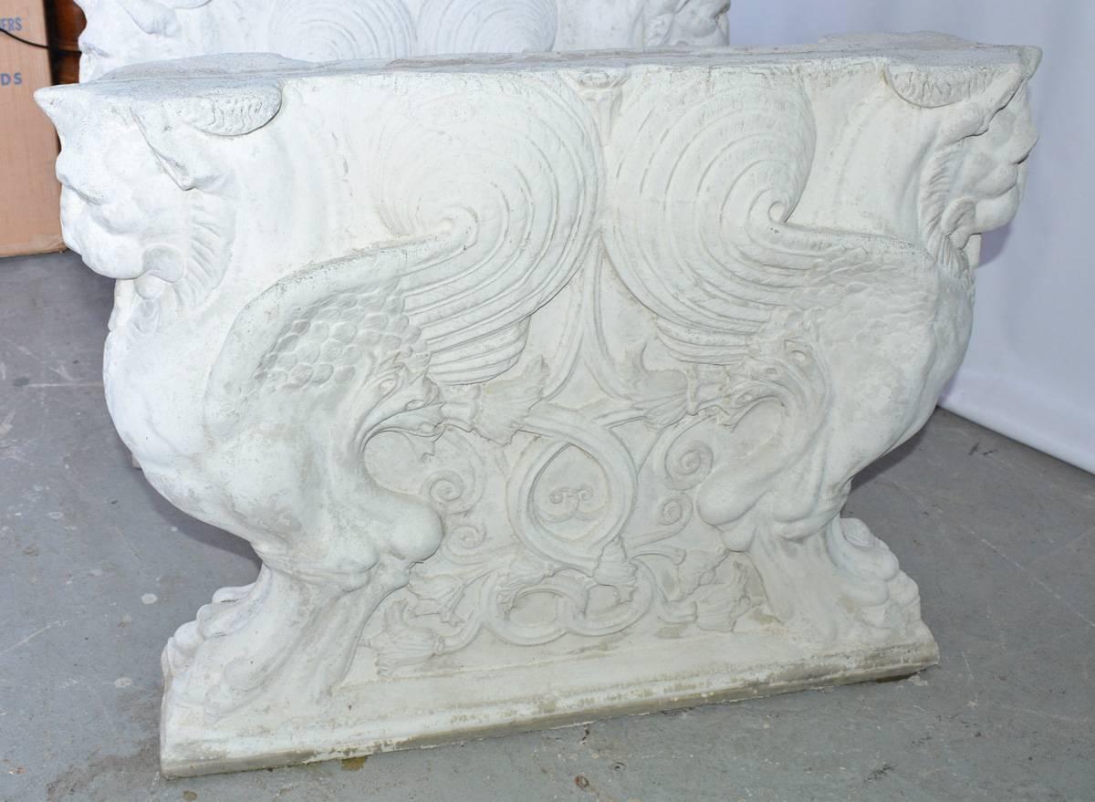 Cast Pair of Italian Neoclassical Style Griffons Table Pedestals For Sale