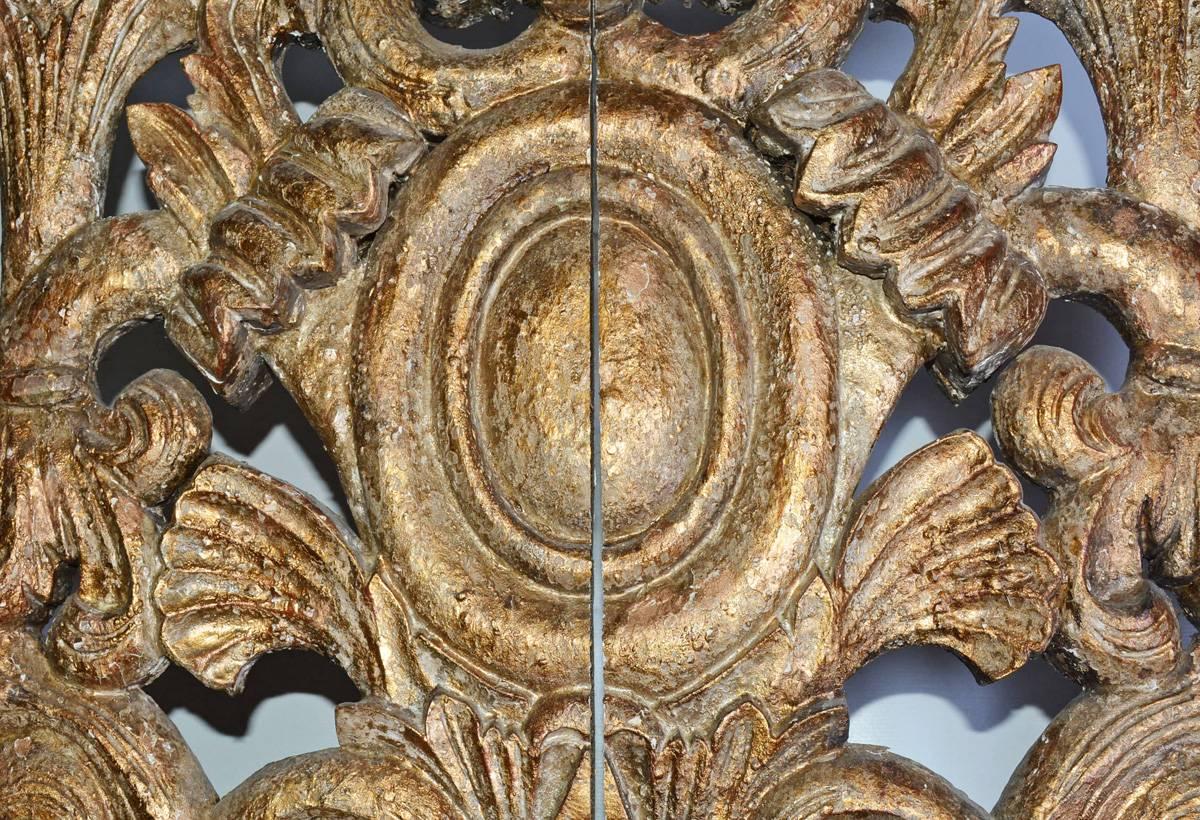 Italian Antique Venetian Hand-Carved Giltwood Pediment or King-Size Headboard