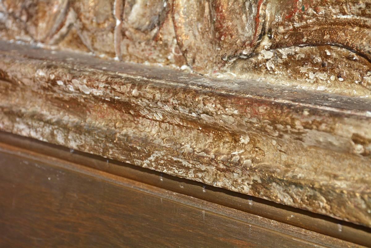 Antique Venetian Hand-Carved Giltwood Pediment or King-Size Headboard 2