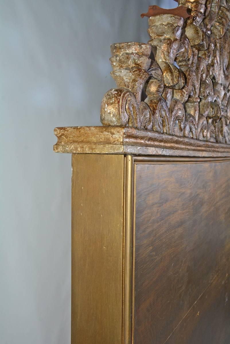 Antique Venetian Hand-Carved Giltwood Pediment or King-Size Headboard 3