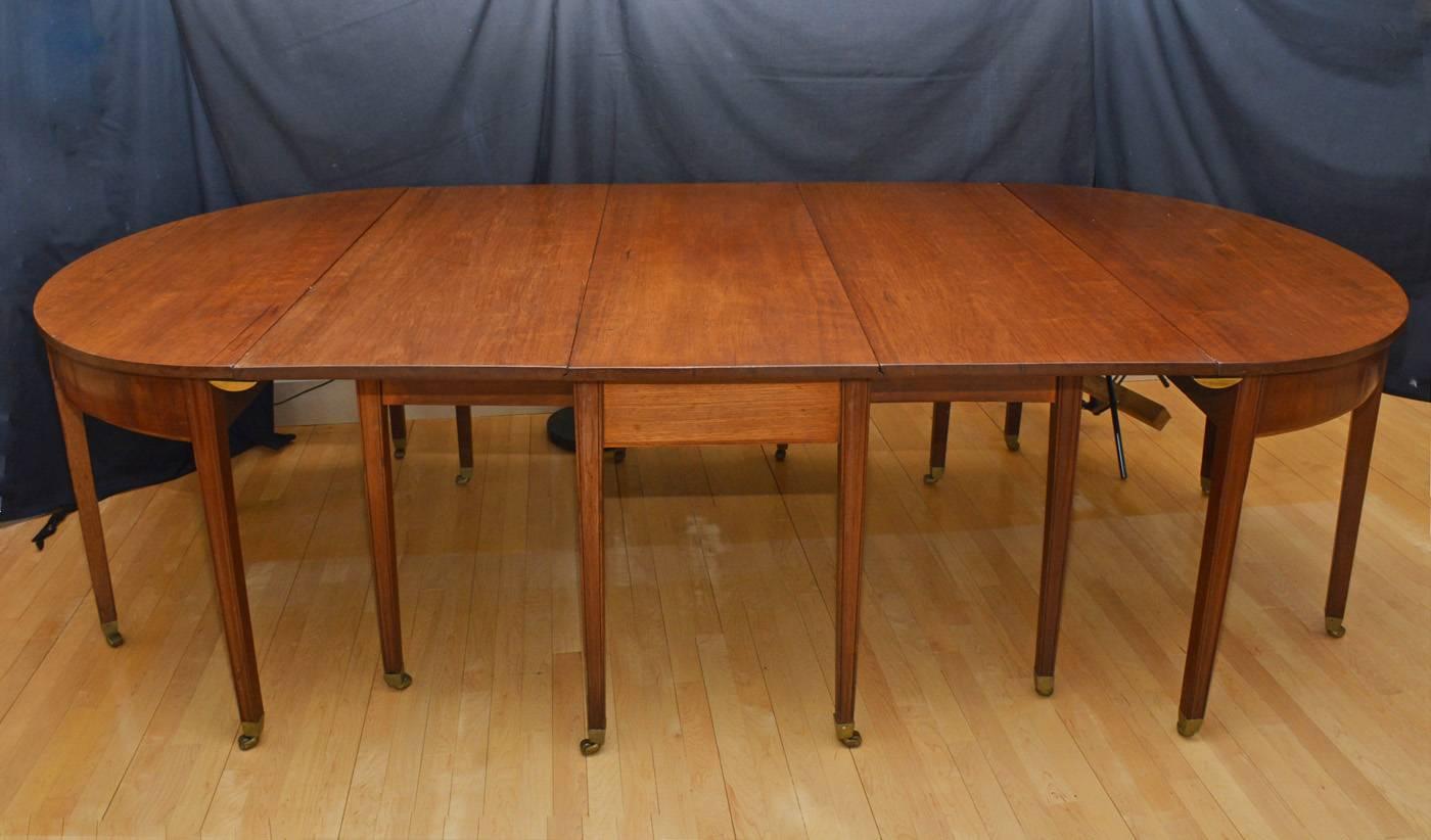 British Chippendale Malborough Style Drop Leaf Table with D Ends For Sale