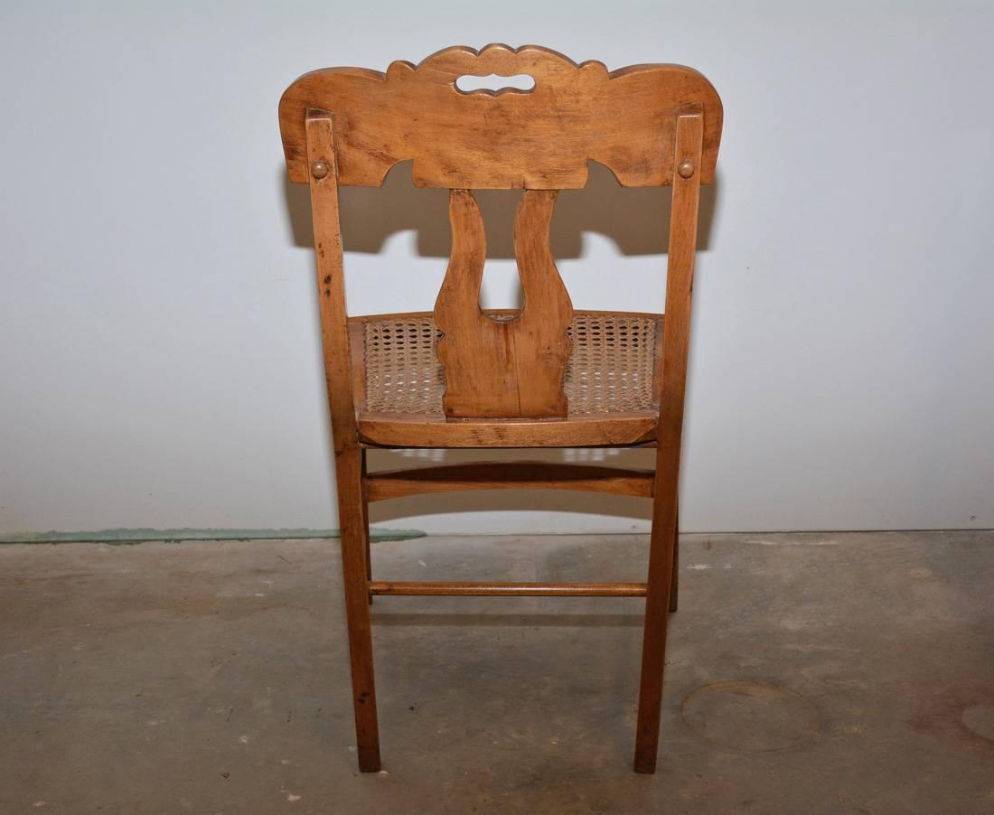 Hand-Crafted Set of Four Late Federal Dining Chairs For Sale