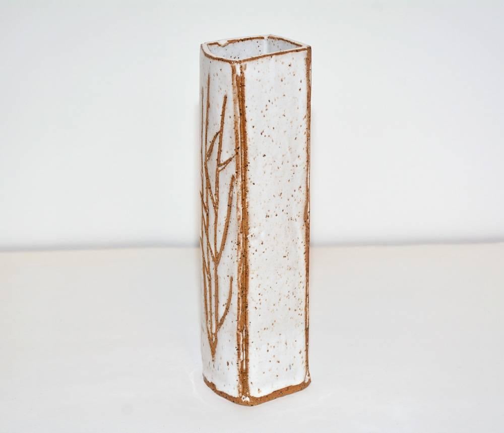 Organic Modern Classic Low-Fire Ceramic Stoneware Flower Vase For Sale