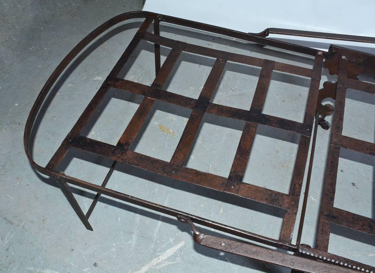 19th Century Victorian Folding Iron Campaign Lounge Chair For Sale