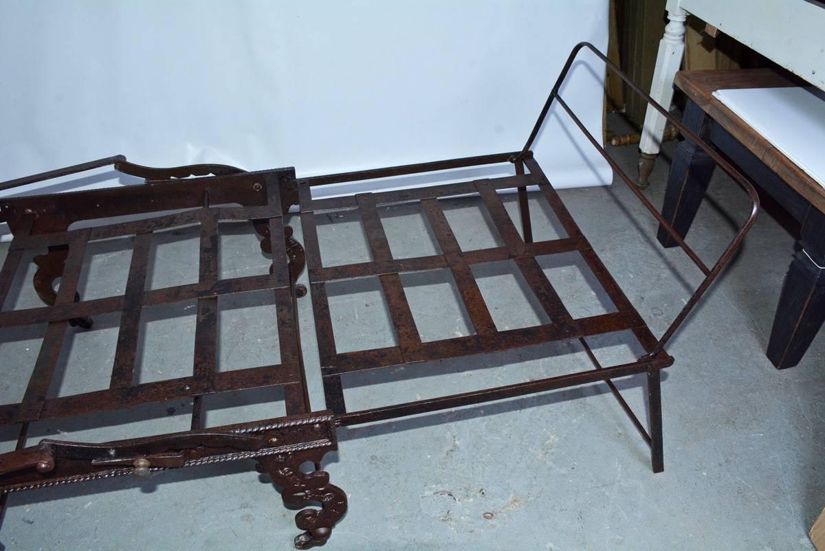Victorian Folding Iron Campaign Lounge Chair For Sale 1