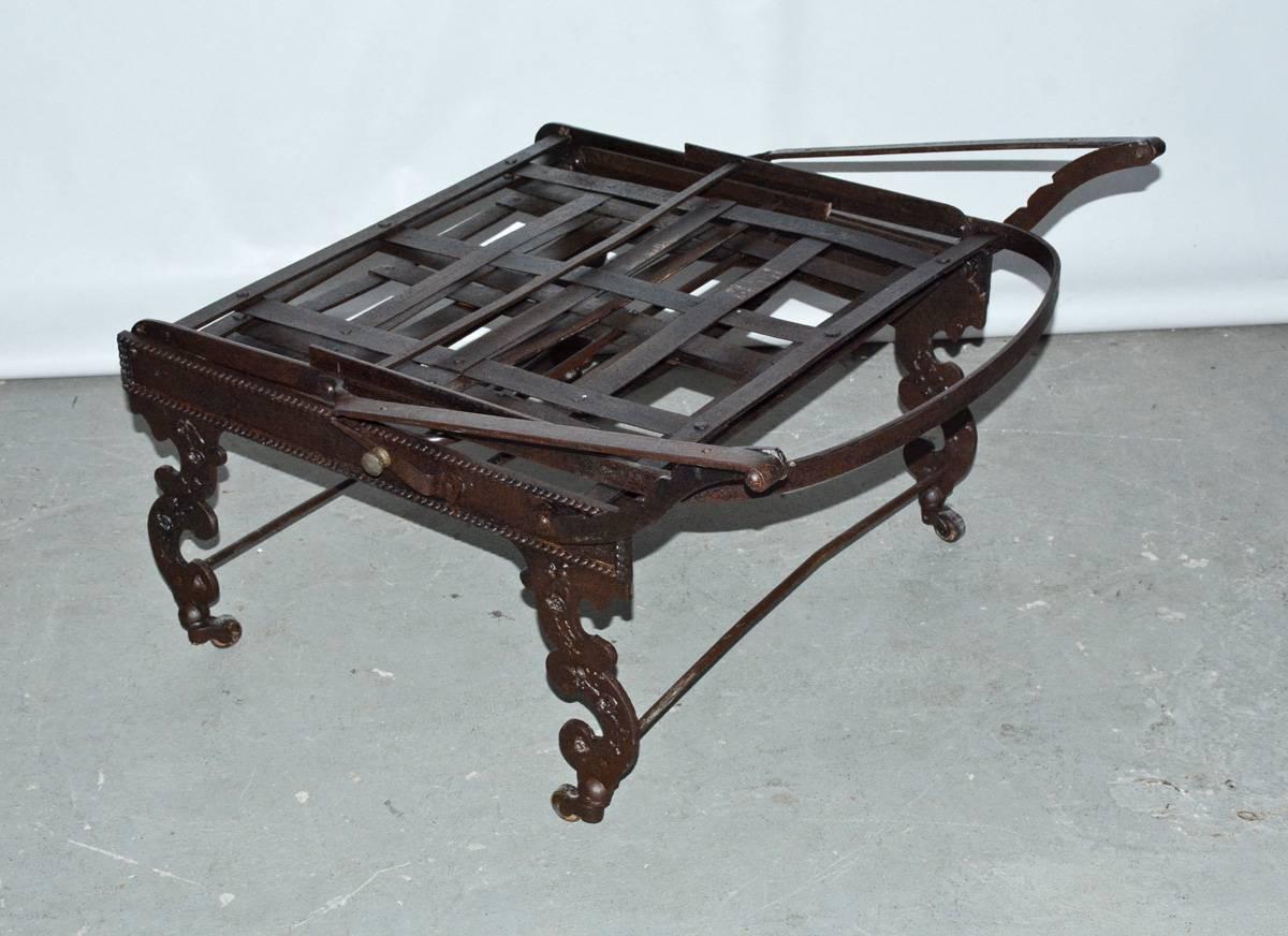 Victorian Folding Iron Campaign Lounge Chair For Sale 2