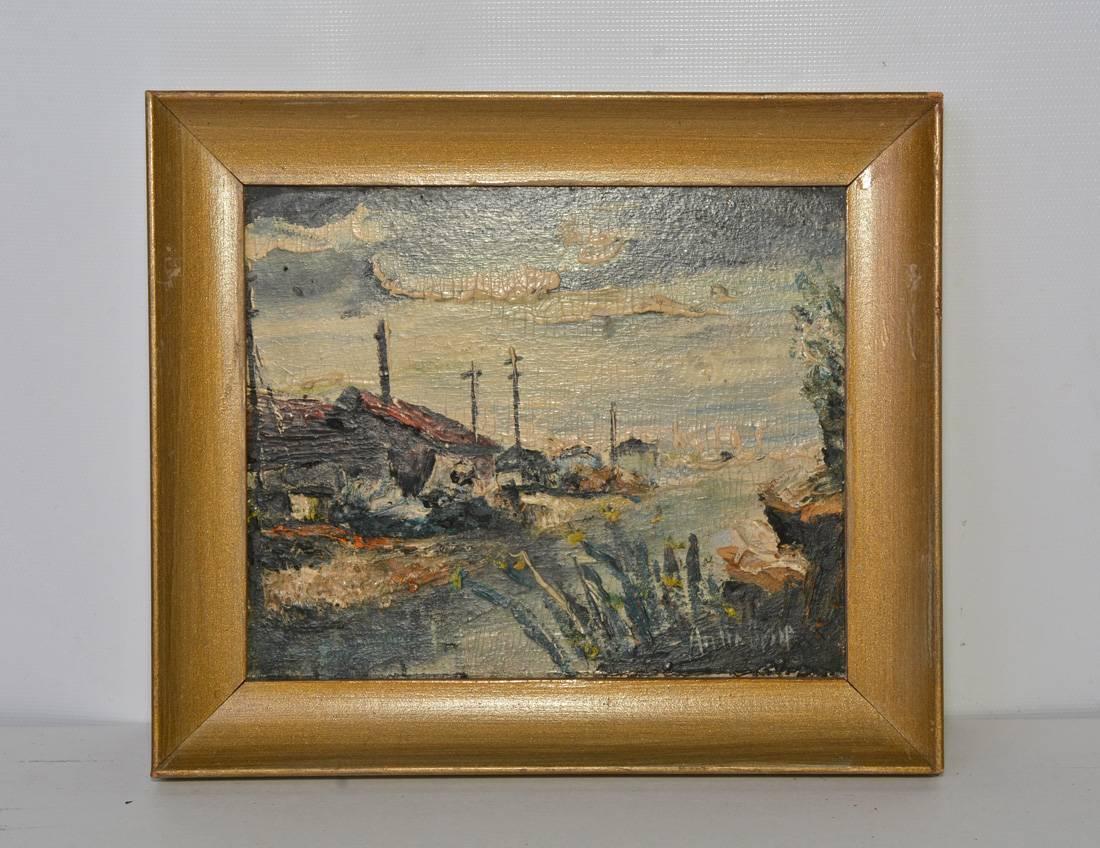 Expressionniste Quatre petits paysages parisiens du 20e siècle à l'huile par Andre Bessp en vente