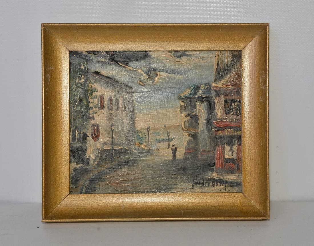 French Four Small 20th Century Parisian Landscapes in Oil by Andre Bessp For Sale