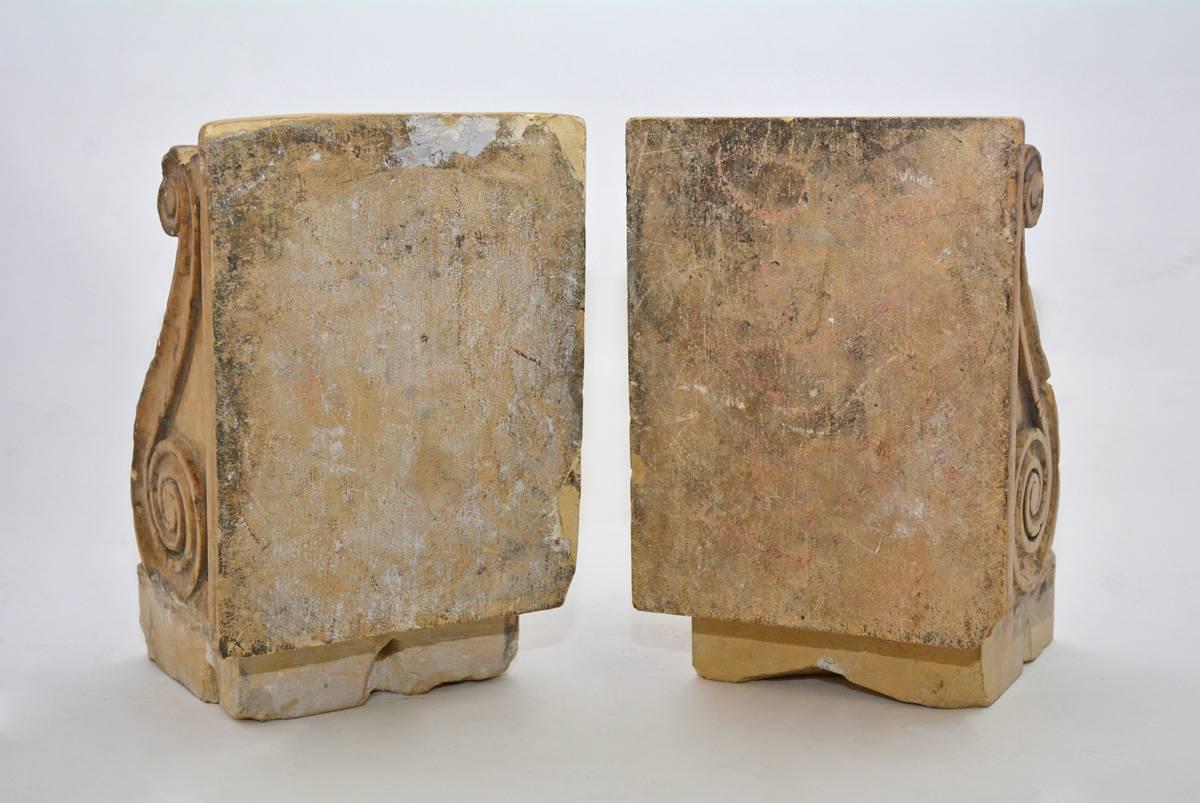 Classical Roman Pair of 19th Century Marble Corbels or Bookends