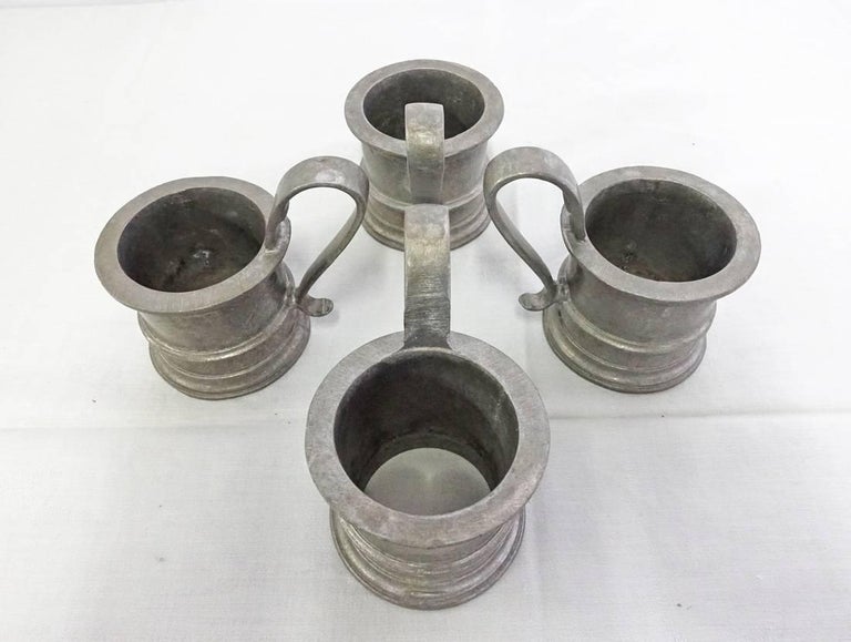 American Four Vintage Pewter Holders For Sale