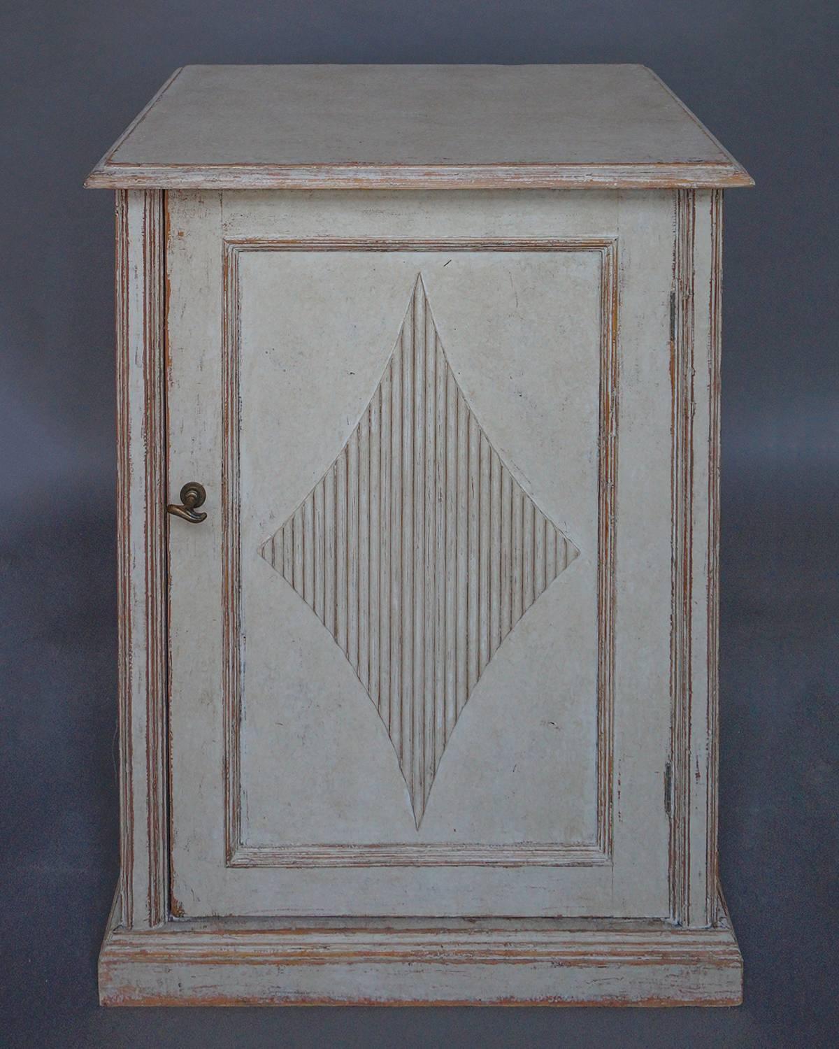 Unknown Pair of Swedish Gustavian Style Low Cabinets in White Paint
