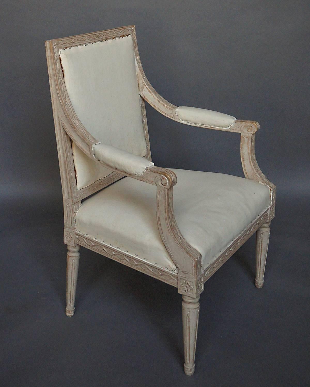 Painted Pair of Gustavian Style Armchairs