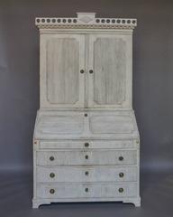 Swedish Gustavian Two-Part Secretary with Pierced Cornice