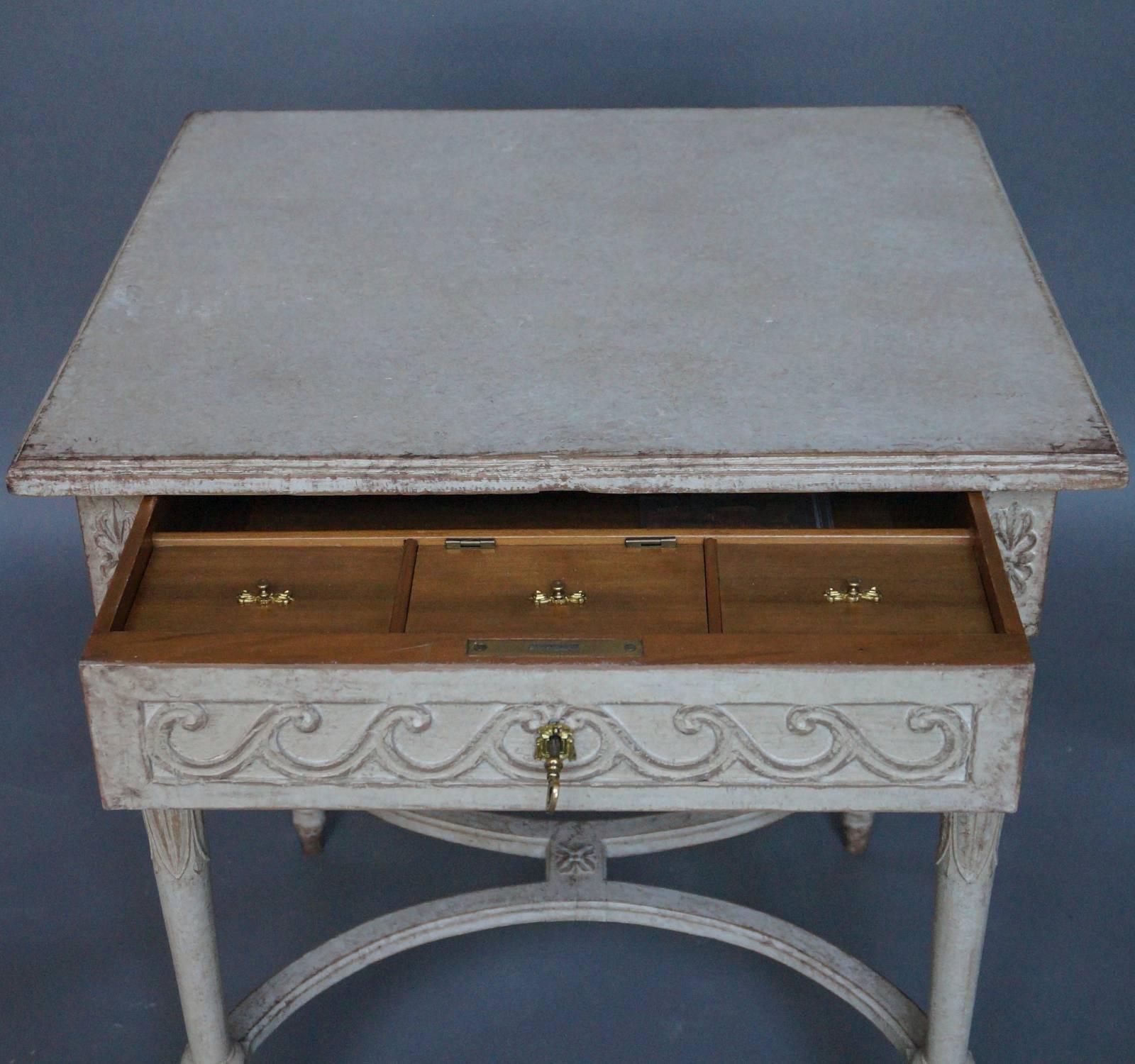 Swedish Sewing Table In Distressed Condition For Sale In Sheffield, MA