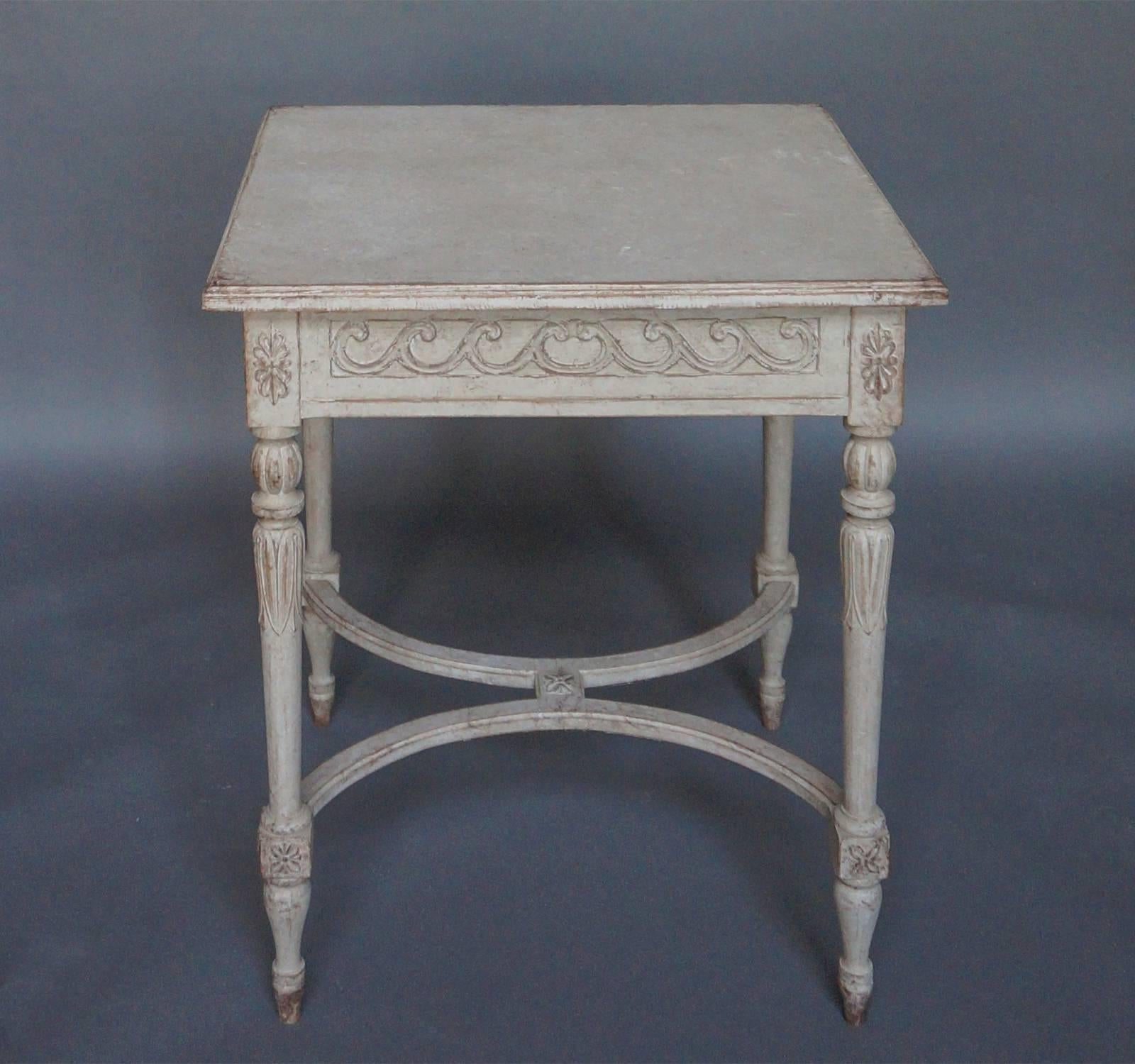 Carved Swedish Sewing Table For Sale