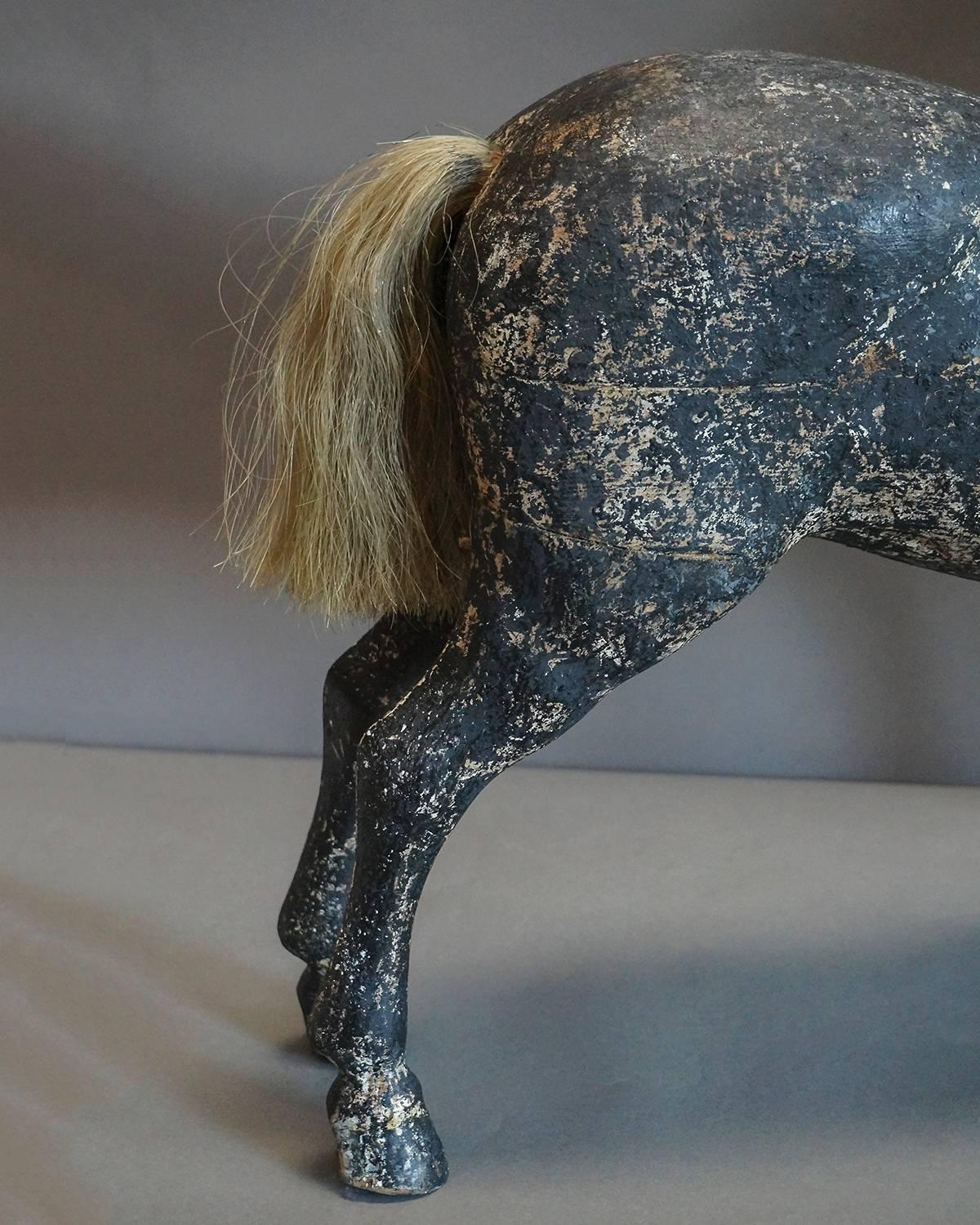 Black Horse with Original Paint Sculpture In Excellent Condition In Sheffield, MA