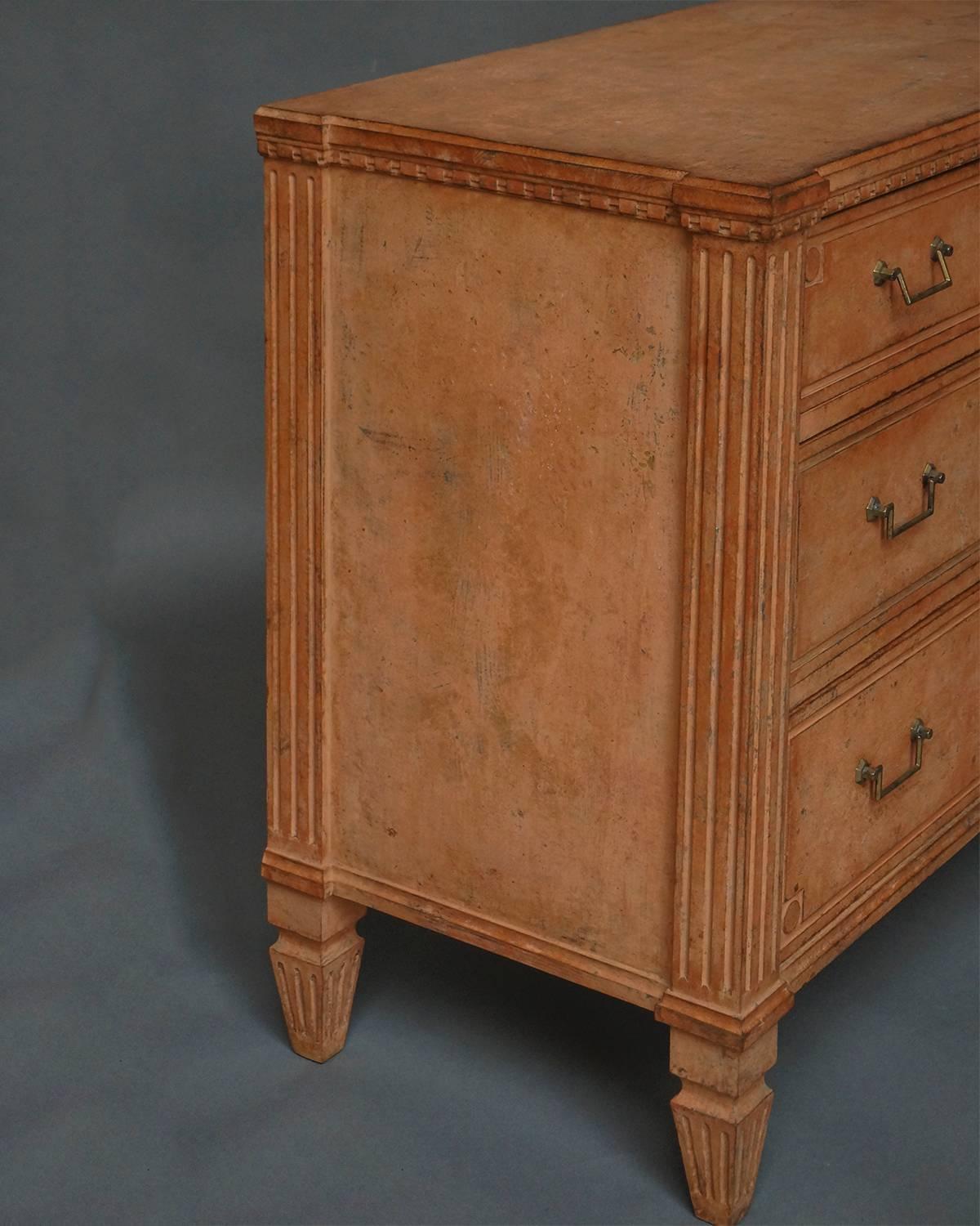 Swedish Neoclassical Commode in Salmon Paint