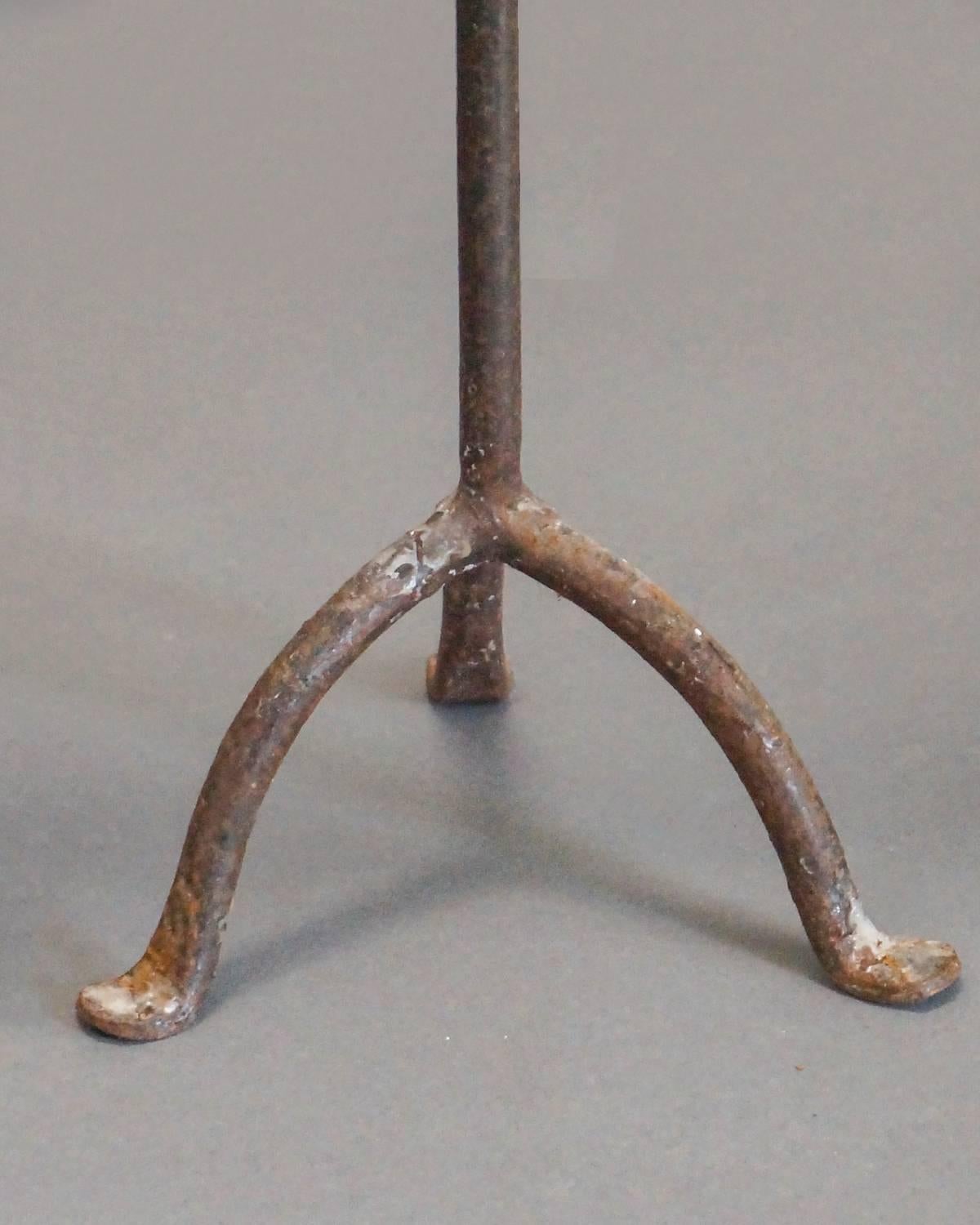Danish Pair of Renaissance Style Iron Candleholders For Sale
