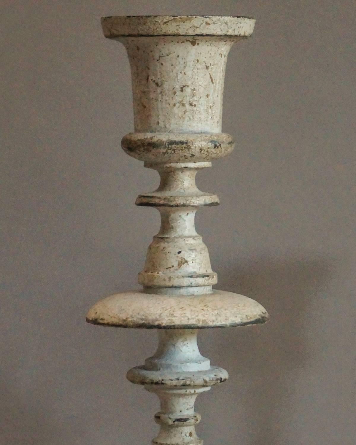 Folk Art Swedish Five-Light Wooden Candelabrum For Sale