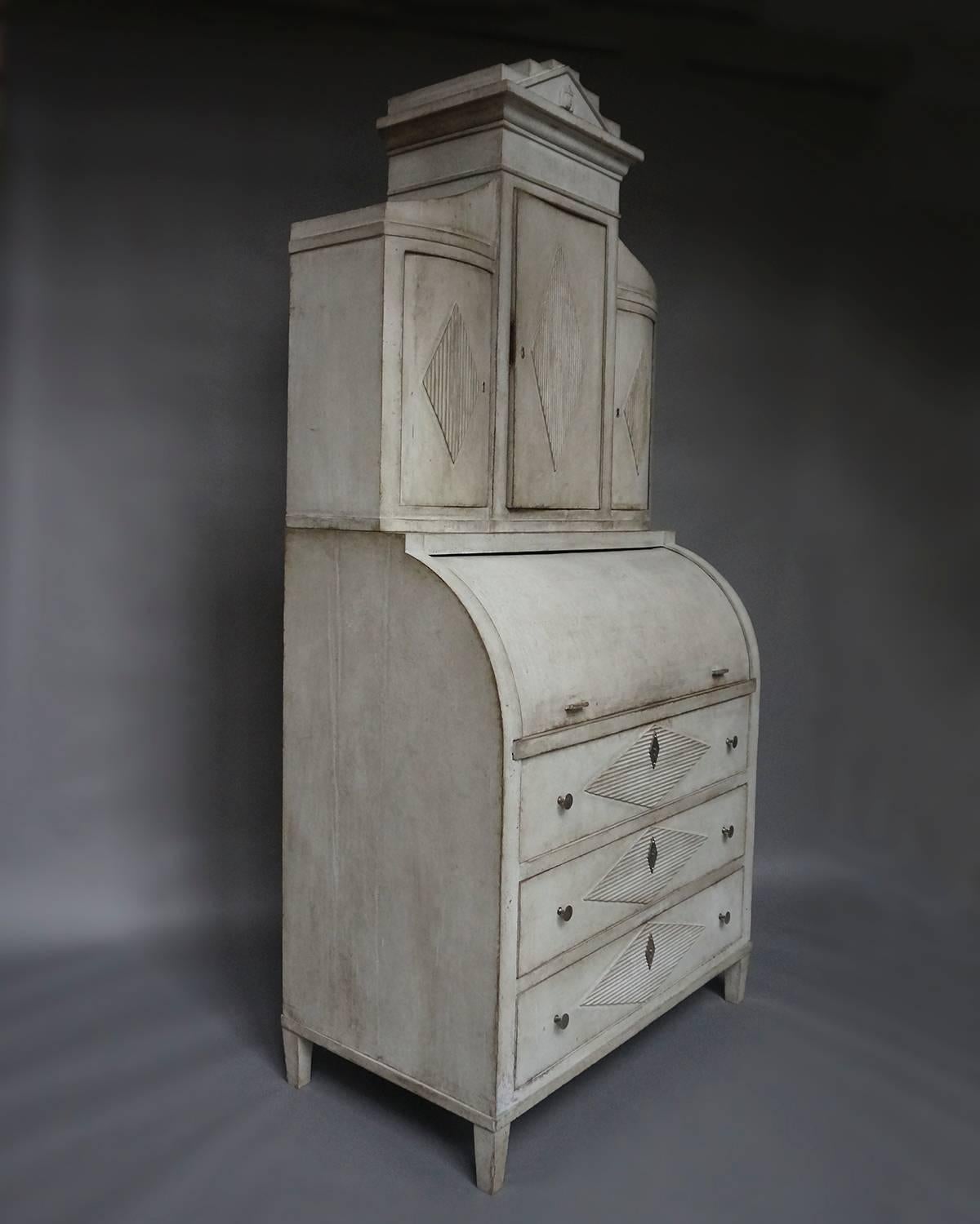 Carved Swedish Neoclassical Secretary For Sale