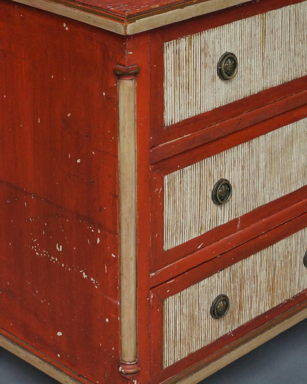 Danish Neoclassical Chest of Drawers in Old Paint For Sale