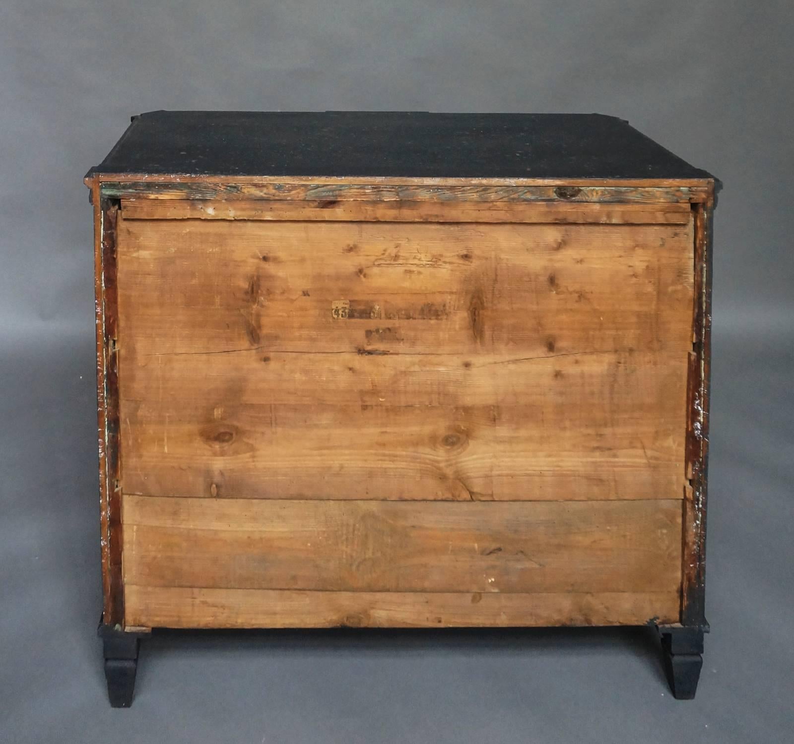 19th Century Gustavian Style Chest of Drawers in Black