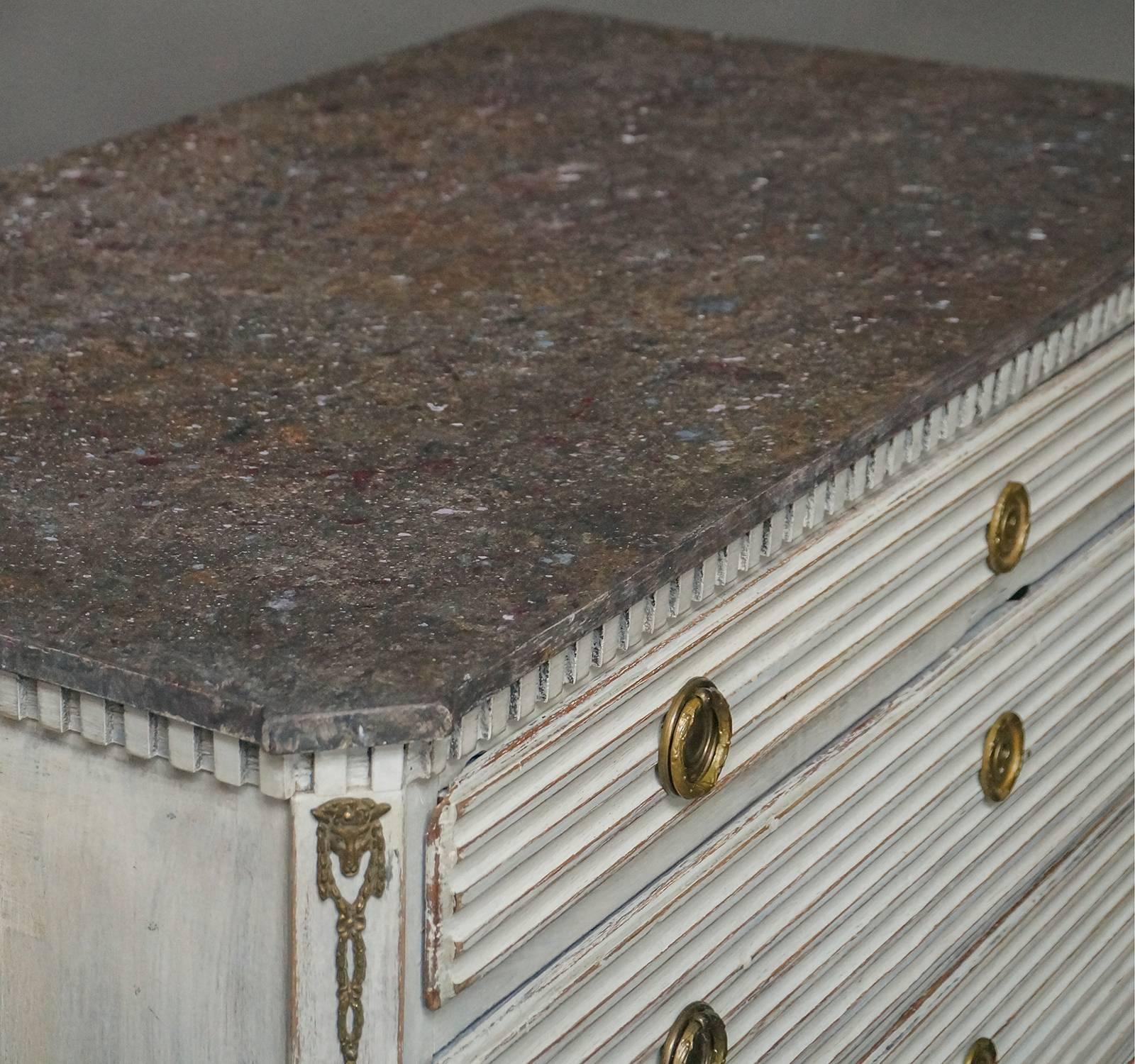Carved Period Gustavian Chest of Drawers For Sale