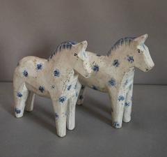 Antique Pair of White Dala Horses