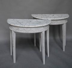 Pair of Charming Gustavian Style Demi-Lunes