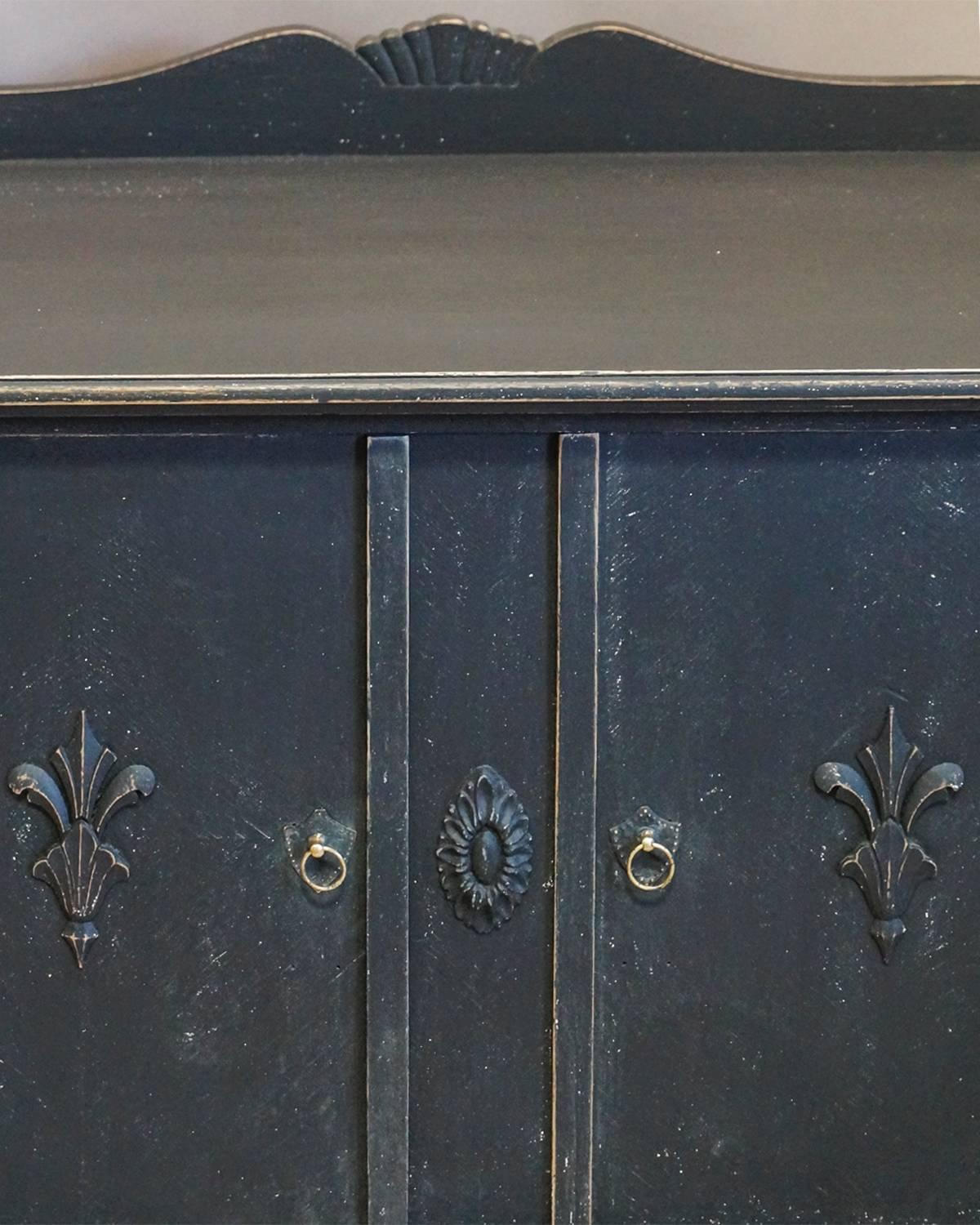 Carved Two-Door Danish Cabinet