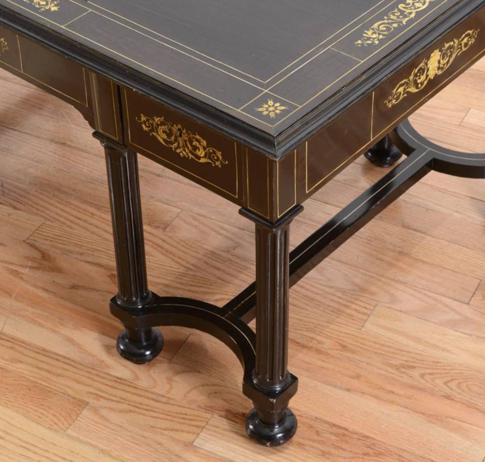 Inlay Fine Italian Ebonized and Marquetry Inlaid Low Table For Sale