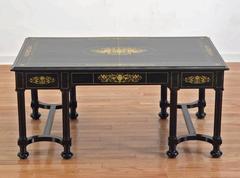 Fine Italian Ebonized and Marquetry Inlaid Low Table