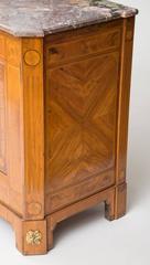 Fine Louis XVI Marquetry Inlaid Bronze Mounted Marble-Top Cabinet