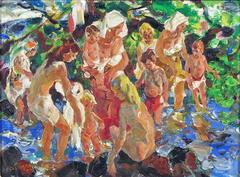 "Groupe se baignant" Peinture de John Edward Costigan