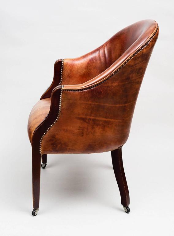 Edwardian Leather Tub Chair For Sale at 1stDibs
