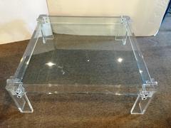 1970s Glass and Acrylic Square Coffee Table