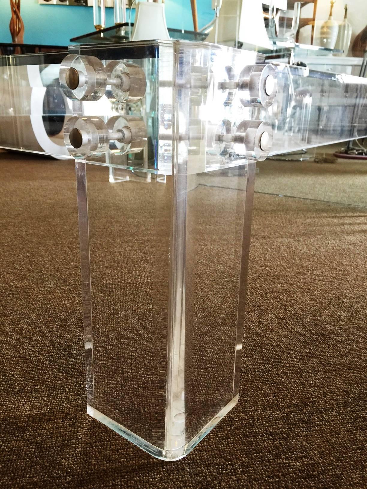 1970s Glass and Acrylic Square Coffee Table In Excellent Condition In Miami, FL