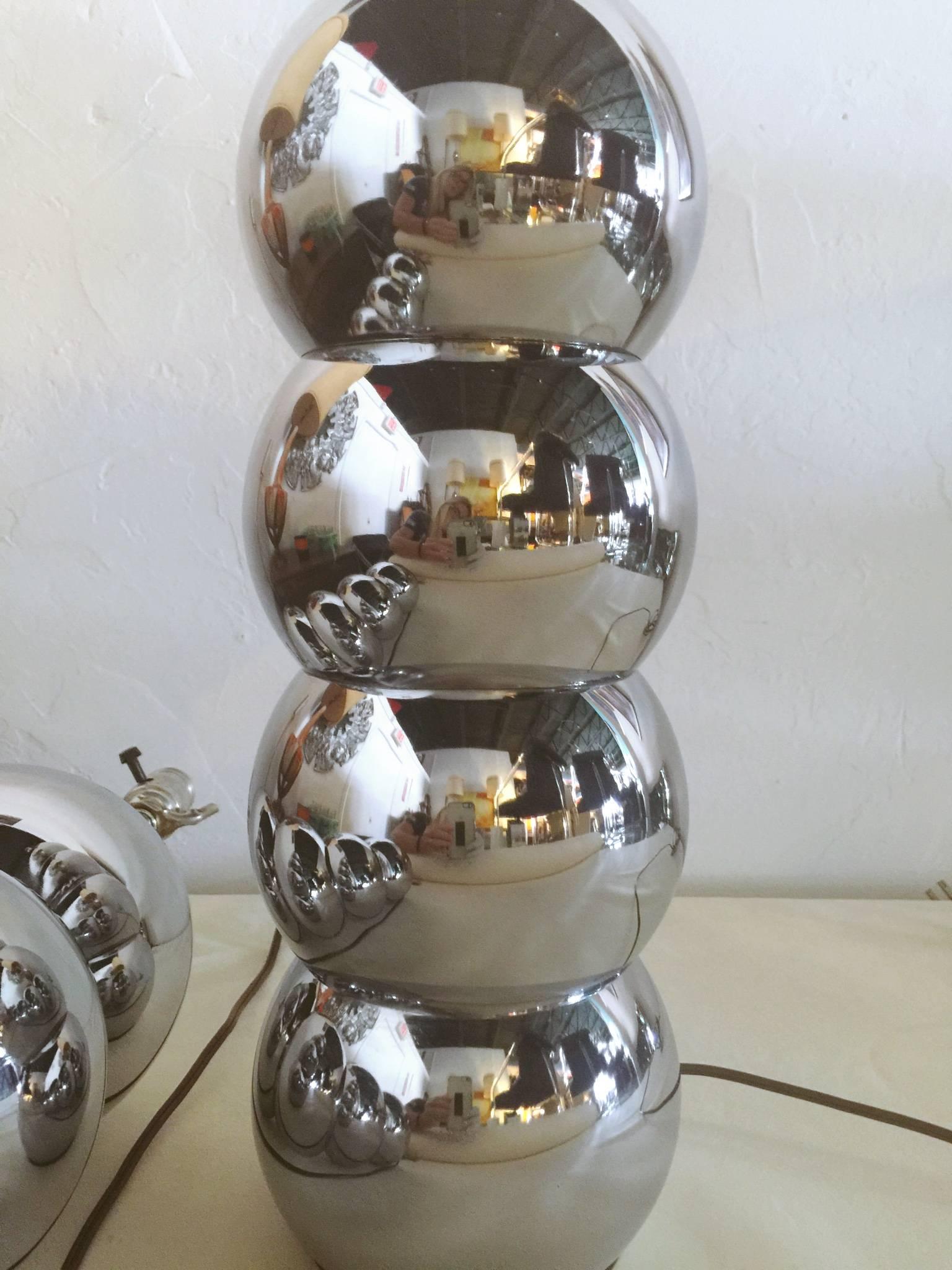 American 1970s George Kovacs Chrome Ball Lamps