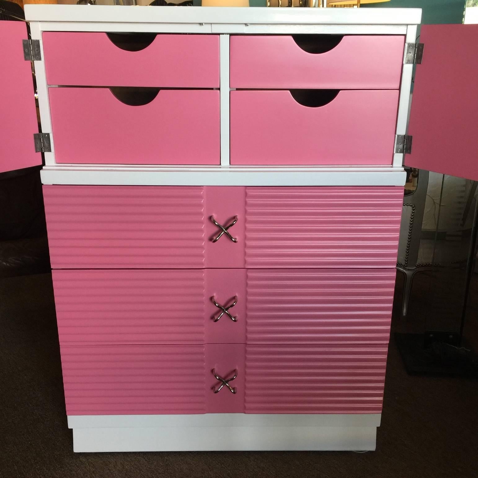 tall pink dresser