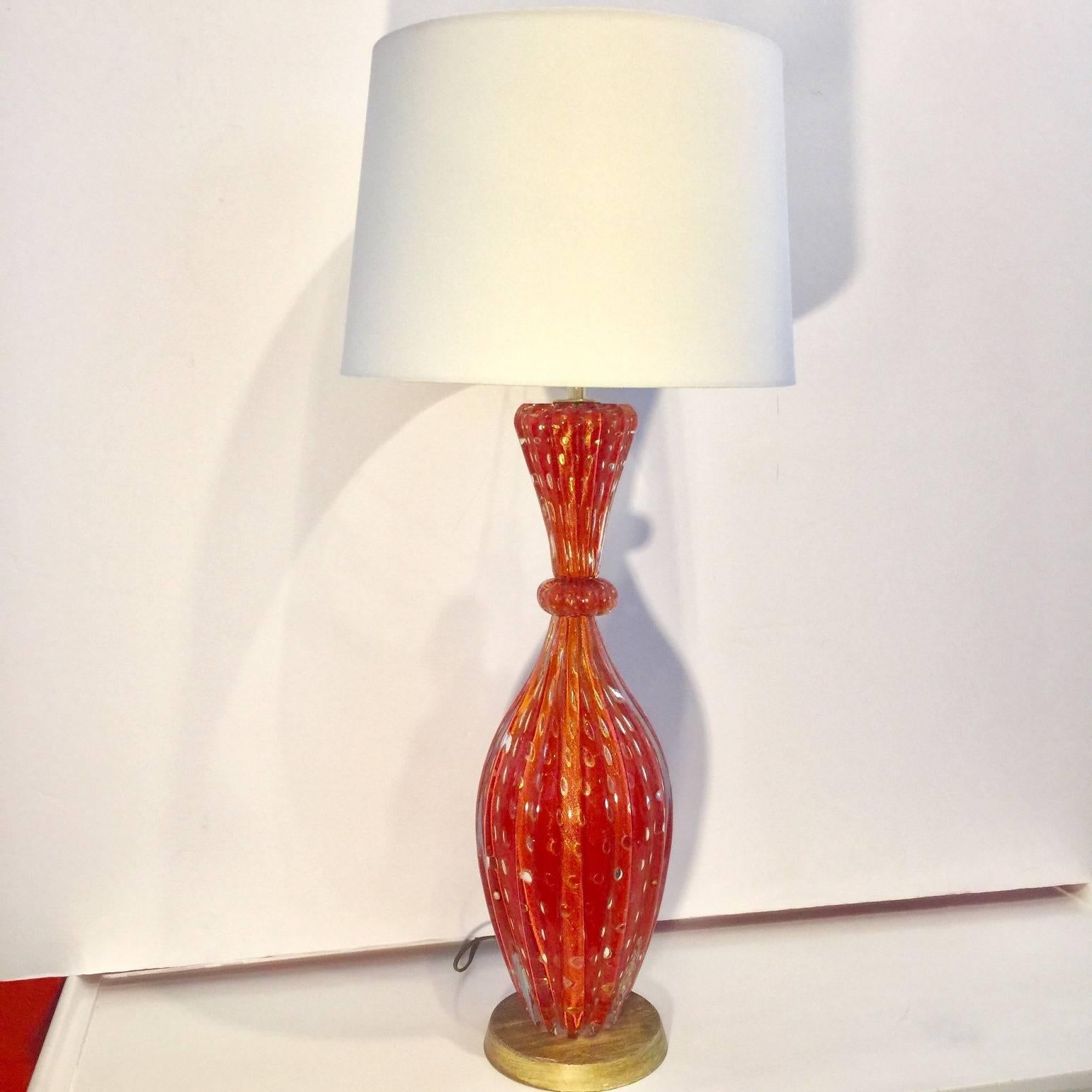 Barovier & Toso Orange Flex Bubbles Murano Glass Table Lamp, 1960' Italy For Sale 2