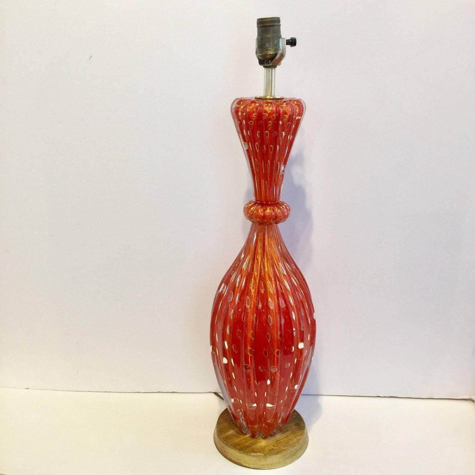 Barovier & Toso Orange Flex Bubbles Murano Glass Table Lamp, 1960' Italy For Sale 1