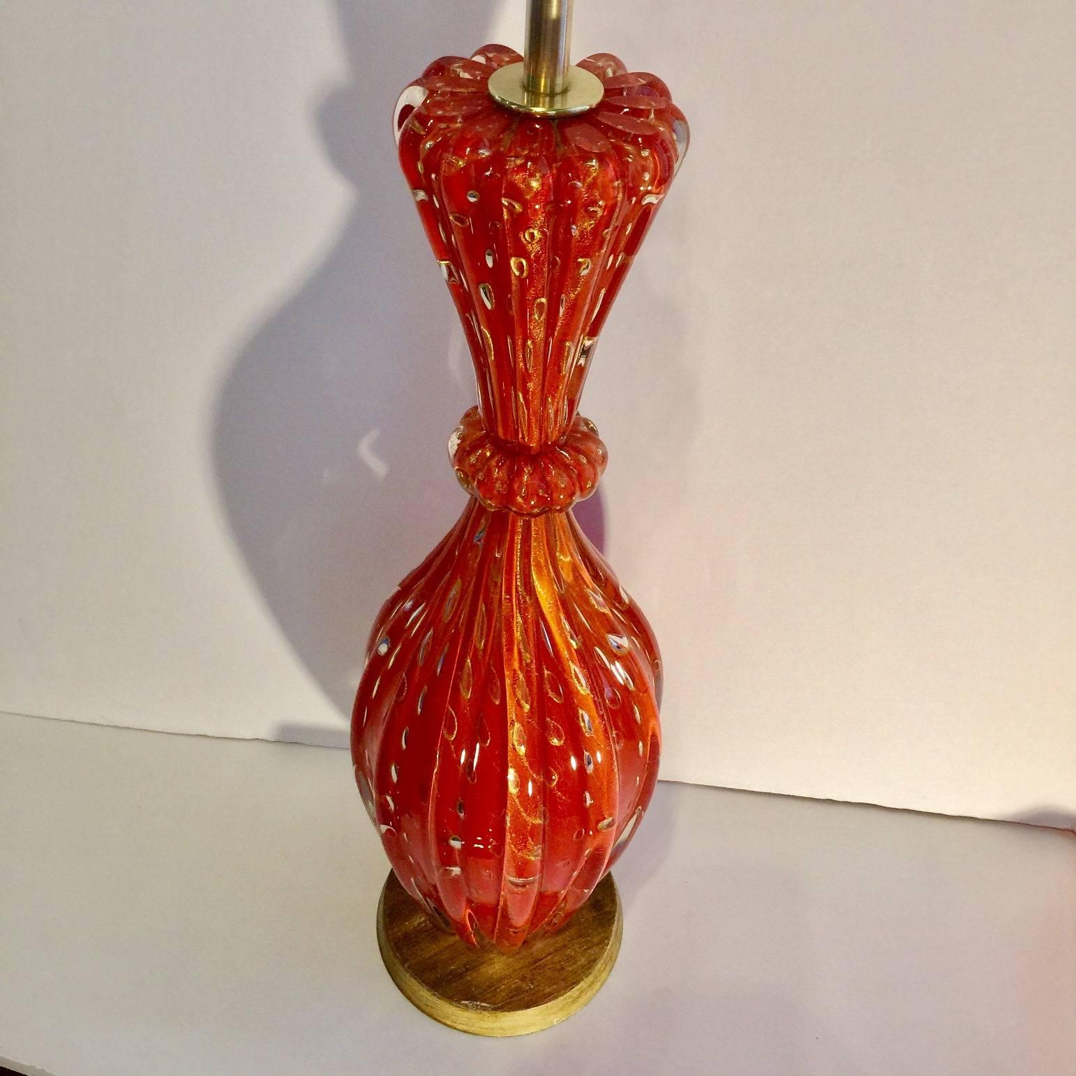 Barovier & Toso Orange Flex Bubbles Murano Glass Table Lamp, 1960' Italy For Sale 3