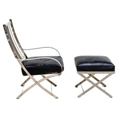 An armchair and its ottoman. Maison Jansen , France, 1980s
