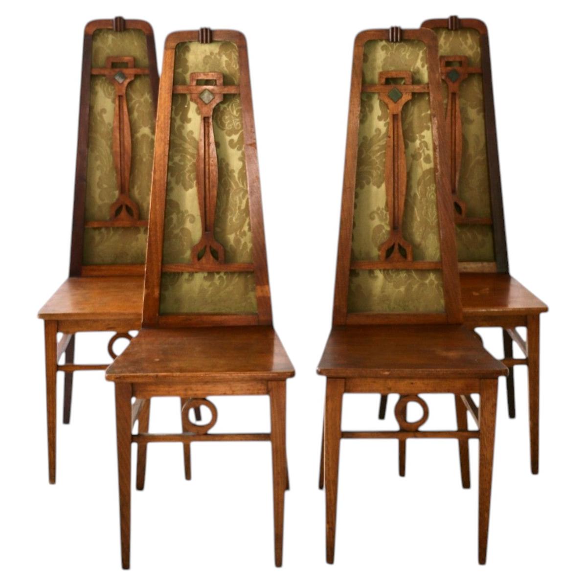 4 sedie in stile Art & Craft, Inghilterra, fine del XIX secolo. in vendita