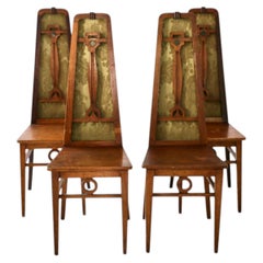 4 sedie in stile Art & Craft, Inghilterra, fine del XIX secolo.